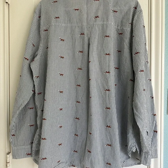 Old Navy White and Blue Button Down Shirt Relaxed Fit with Foxes!🦊 XXL - Picture 4 of 5